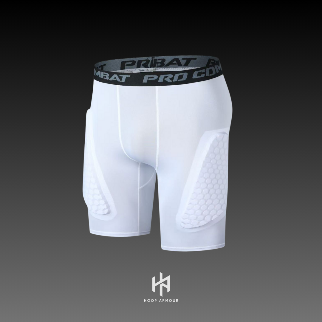 Hoop Armour™ Padded White Compression Shorts
