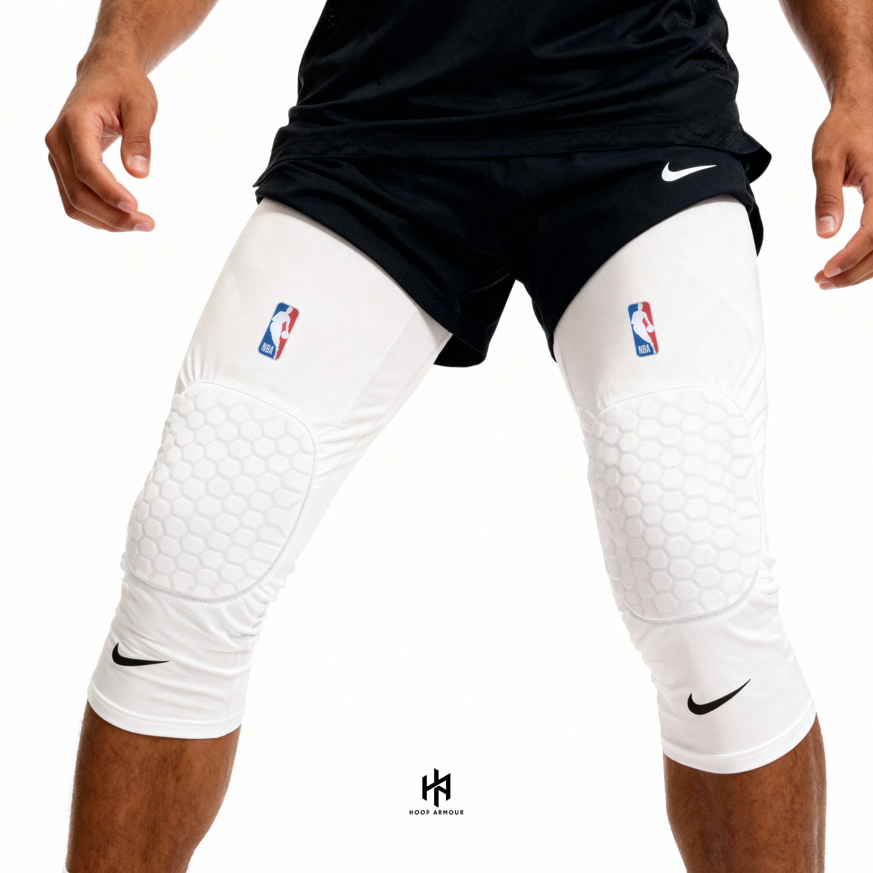 Elite Pro White Compression Padded Knee Sleeve