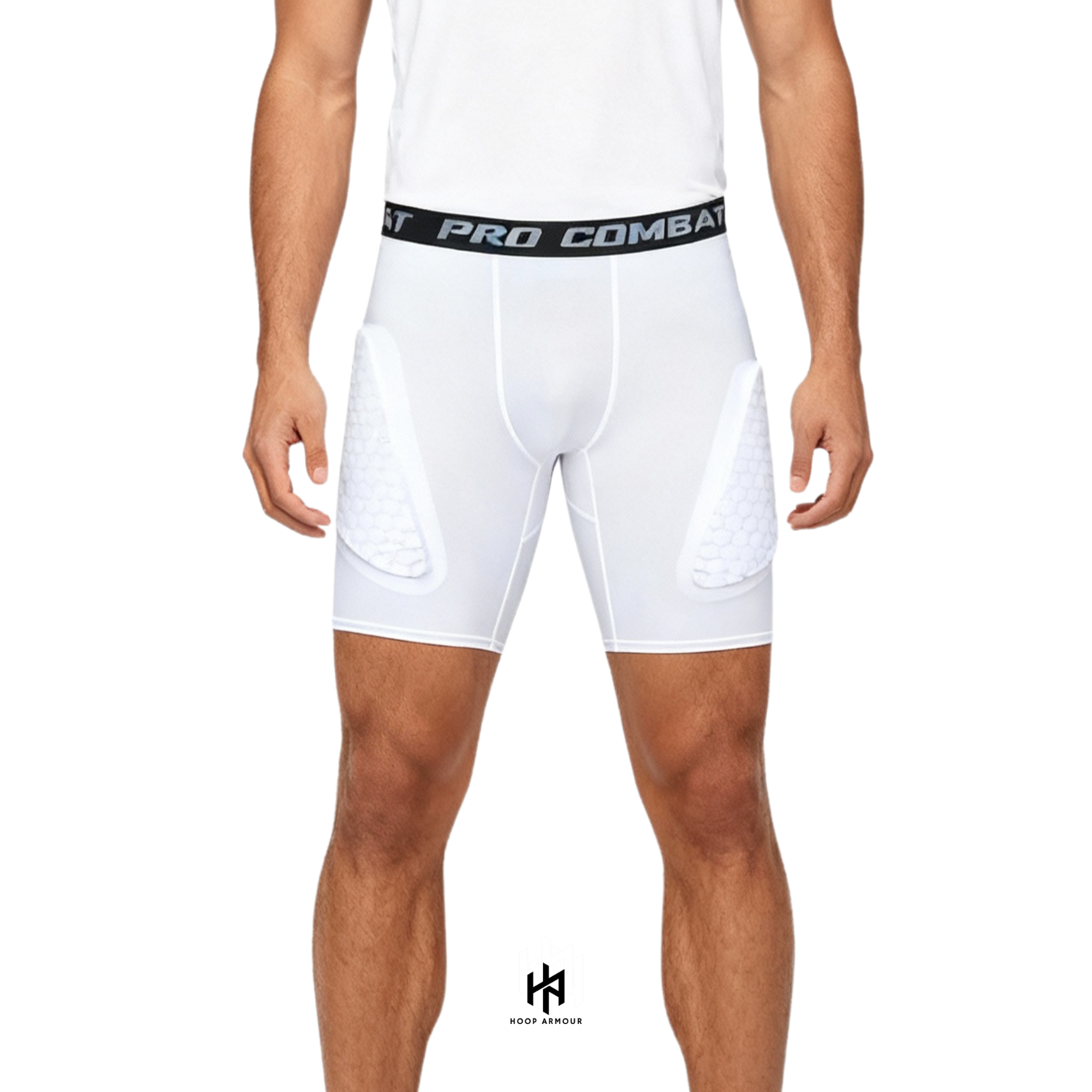 Hoop Armour™ Padded White Compression Shorts