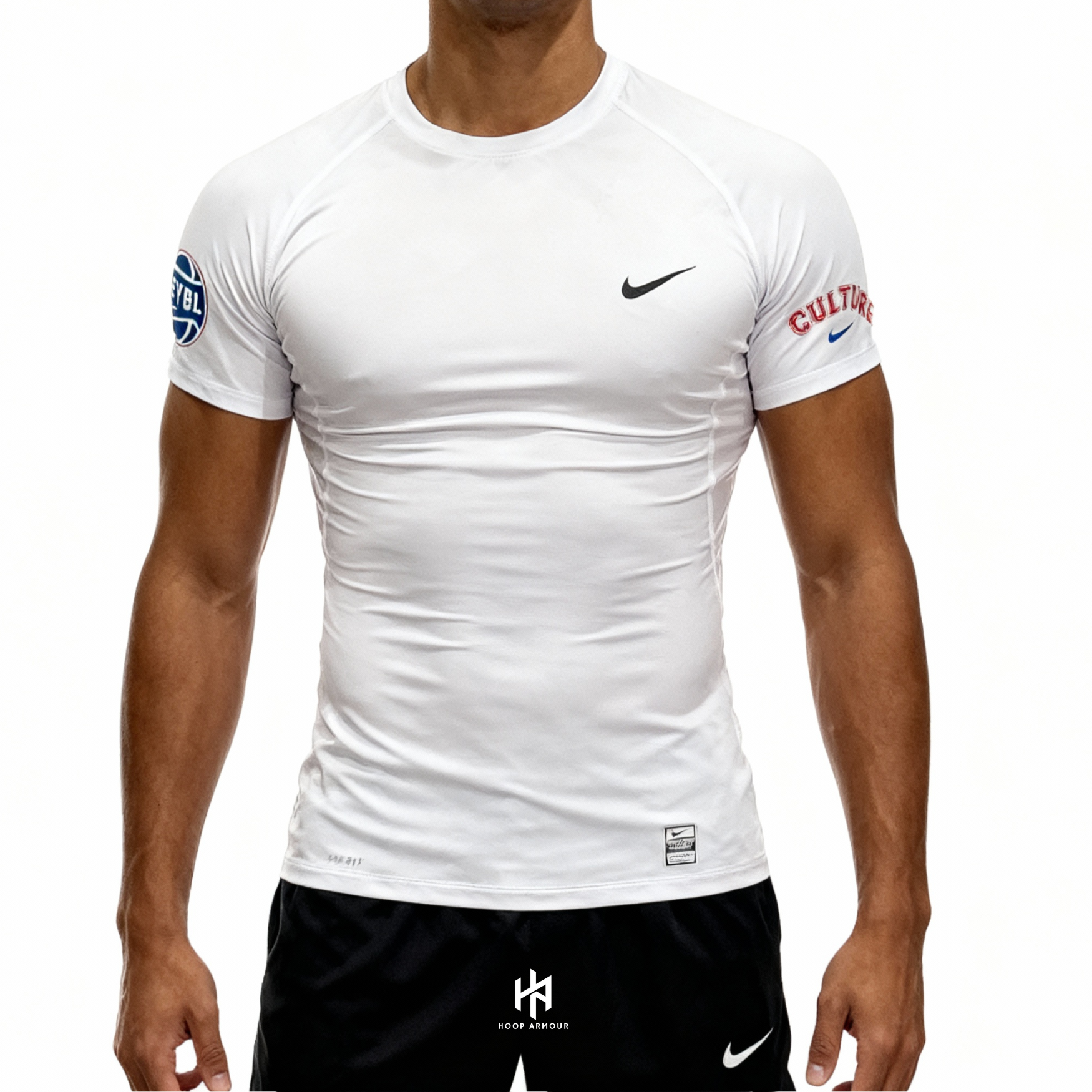 Hoop Armour™ Elite Circuit Compression T-Shirt White "Culture"