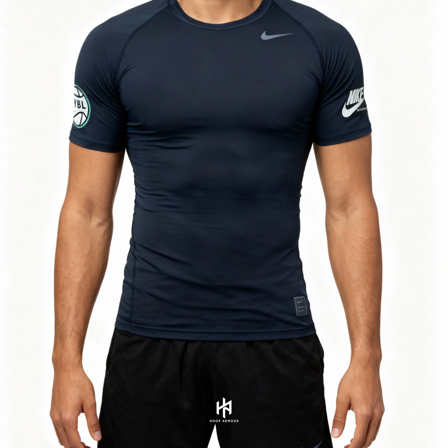 Hoop Armour™ Elite Circuit Compression T-Shirt Black Green Logo