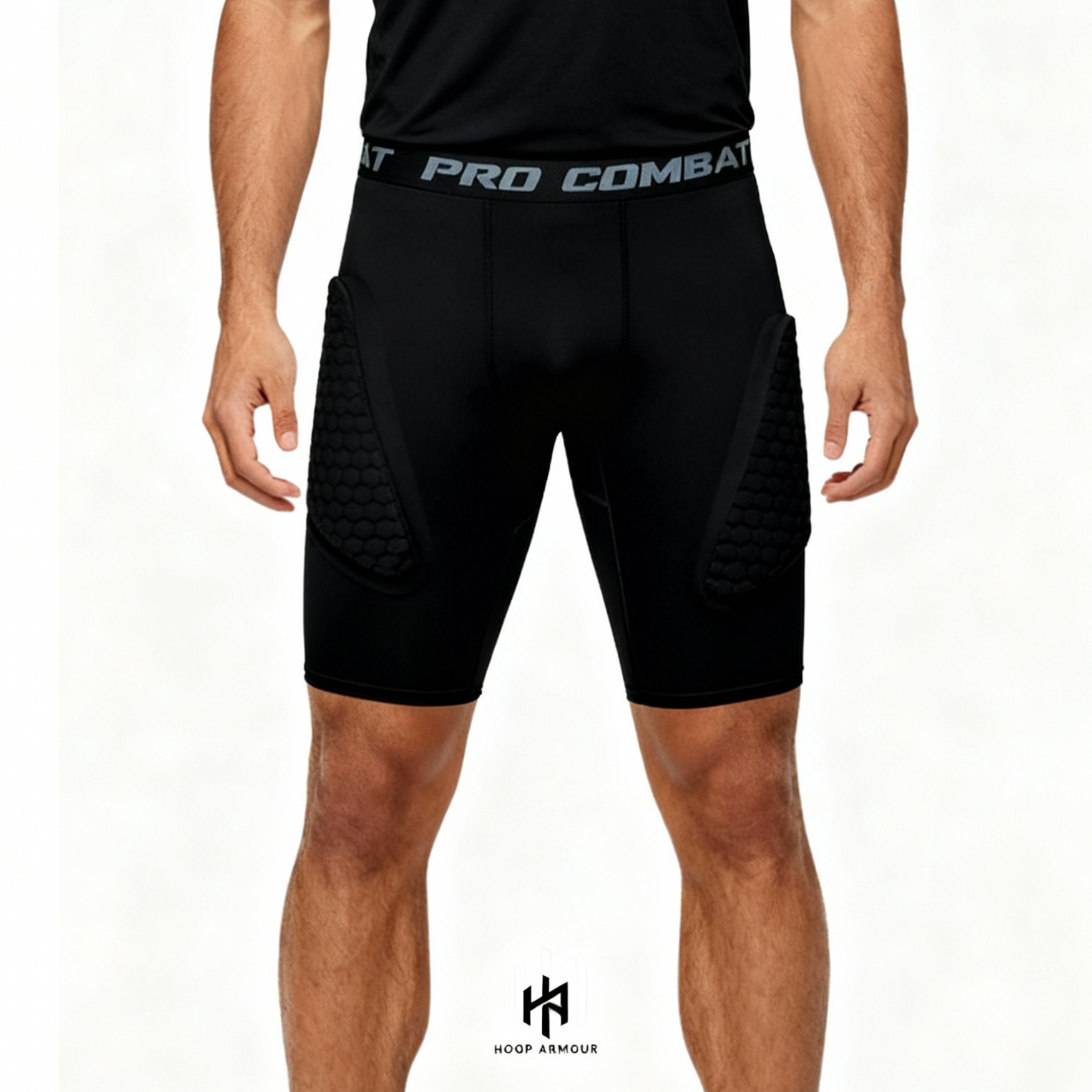 Hoop Armour™ Padded Black Compression Shorts