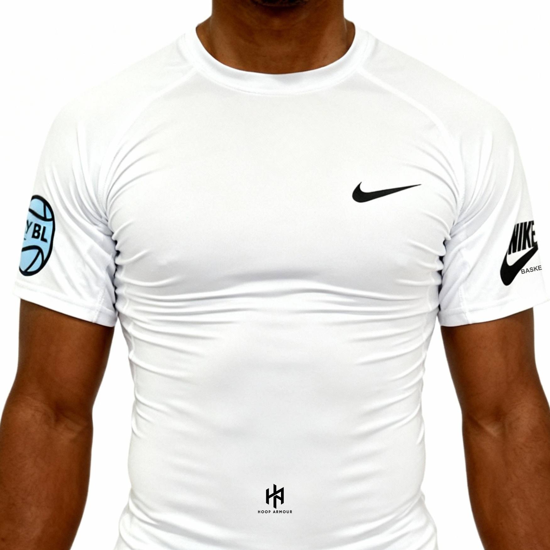 Hoop Armour™ Elite Circuit Compression T-Shirt White Blue Logo