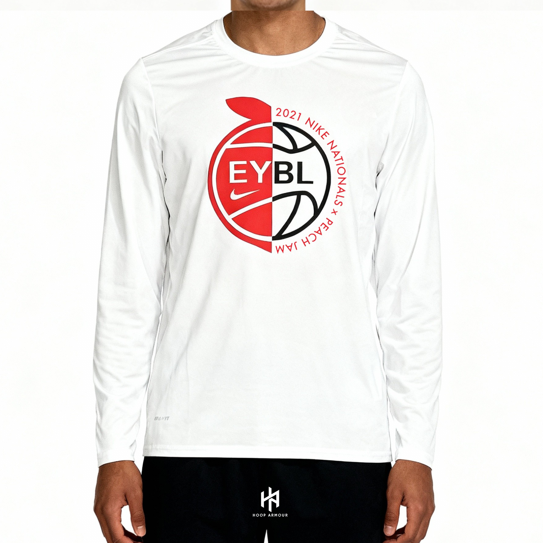 Hoop Armour™ Elite Circuit Peach Jam White Compression Long Sleeve